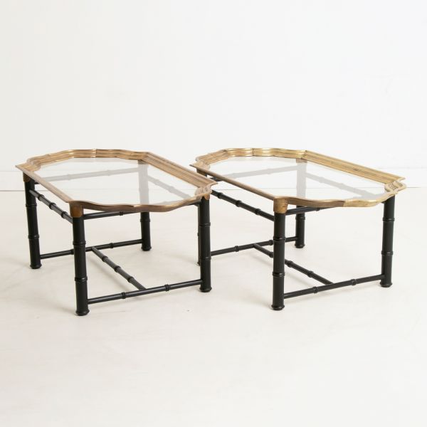 Vintage Faux Bamboo & Brass Side Tables